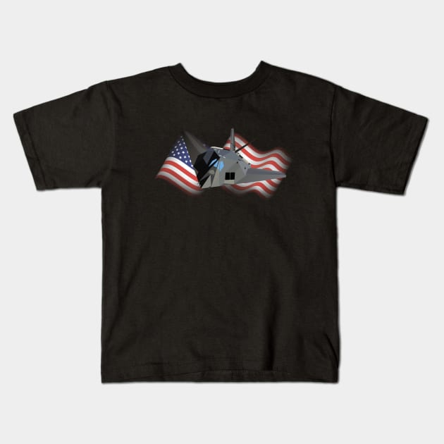 American Stealth Attack Aircraft F-117 Kids T-Shirt by NorseTech